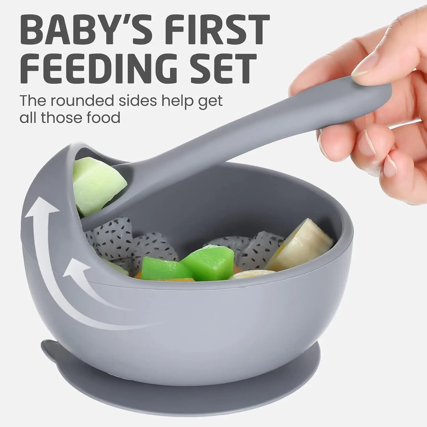 Silicone Baby Bowl Self feeding Training Set With Spoon Children's Tableware