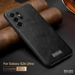 Premium PU Leather Phone Case - Business Soft Protective Coque Cover - Galaxy S23 Ultra (Black)