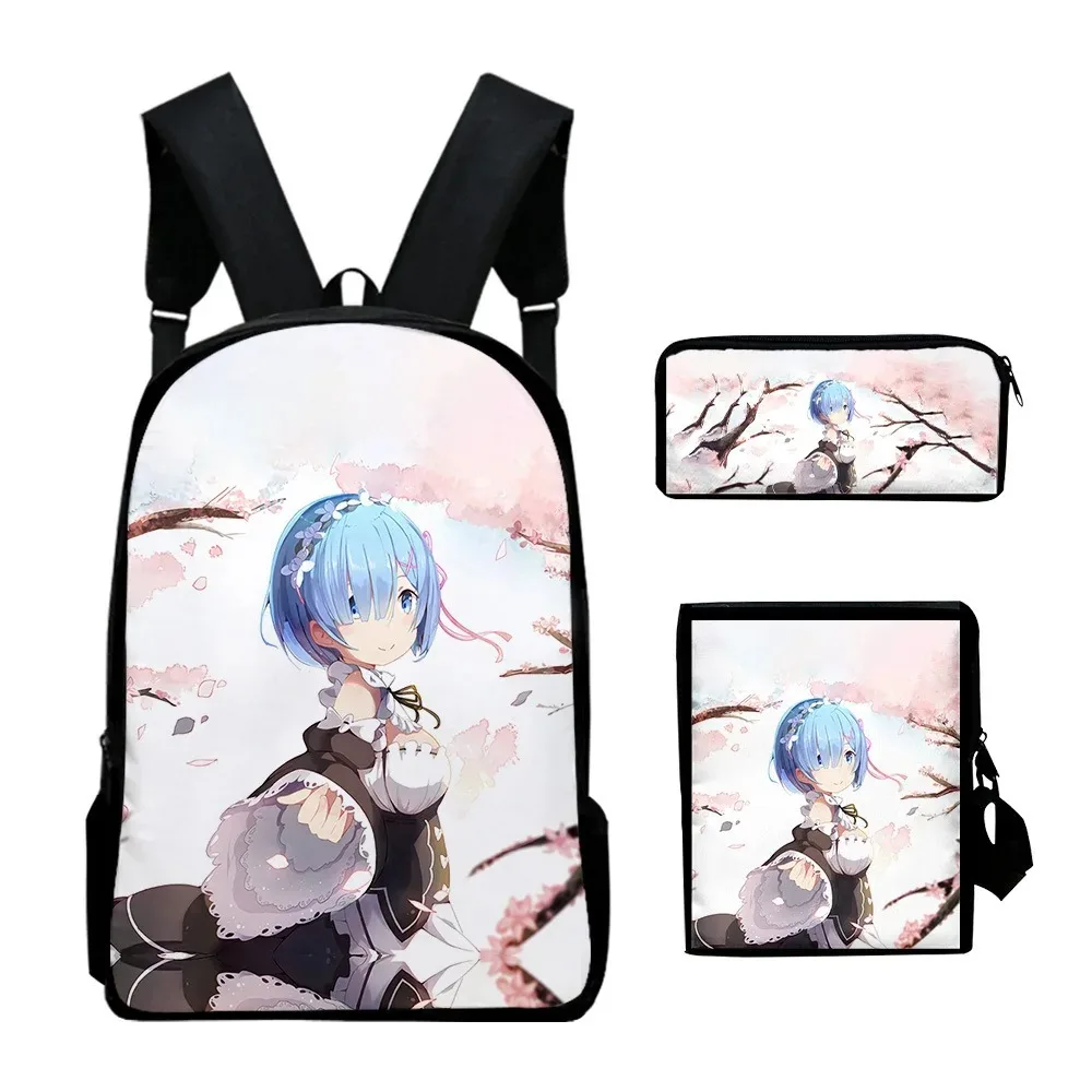 Harajuku 3d laptop backpack, set of 3 pieces, with shoulder bag, case, life in a world other than zero