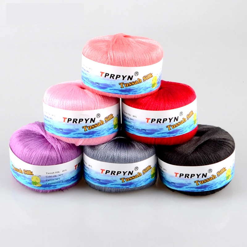 1Pc 100g Silk Yarn for hand knitting cotton Crocheting yarn Mercerization thread to knit sweater shawl hat blanket crochet line 2