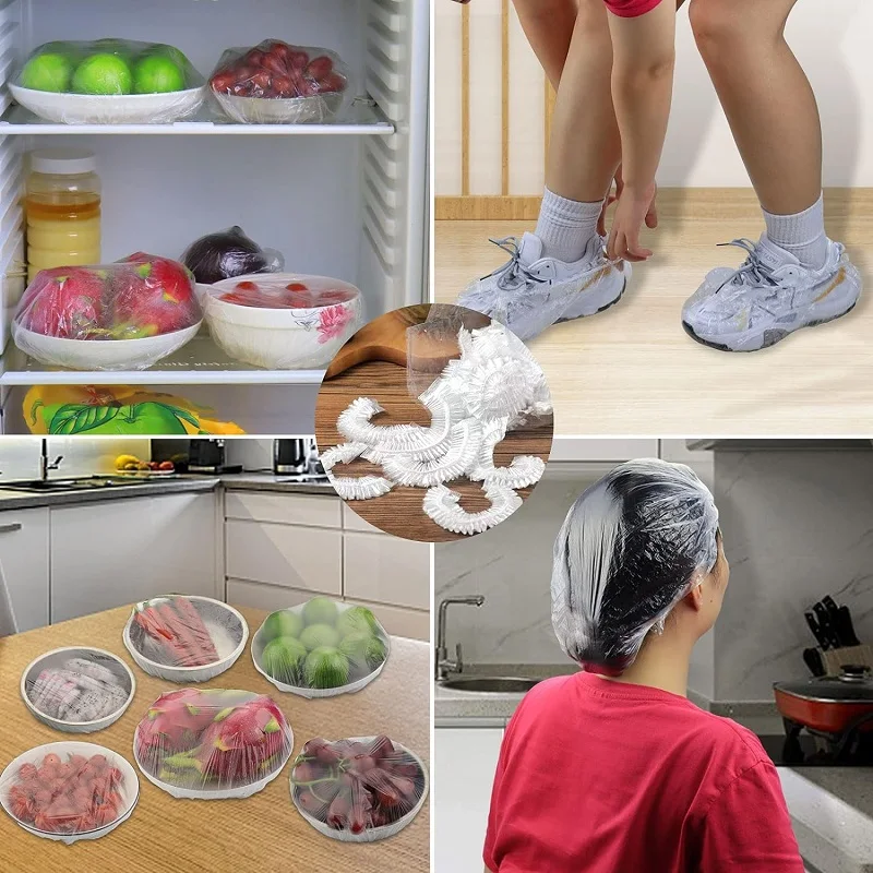 Food Cover Disposable Plastic Wrap Fruit Food Cover Bags Elastic Plastic Wrap Grade Storage Bag Kitchen Organizer