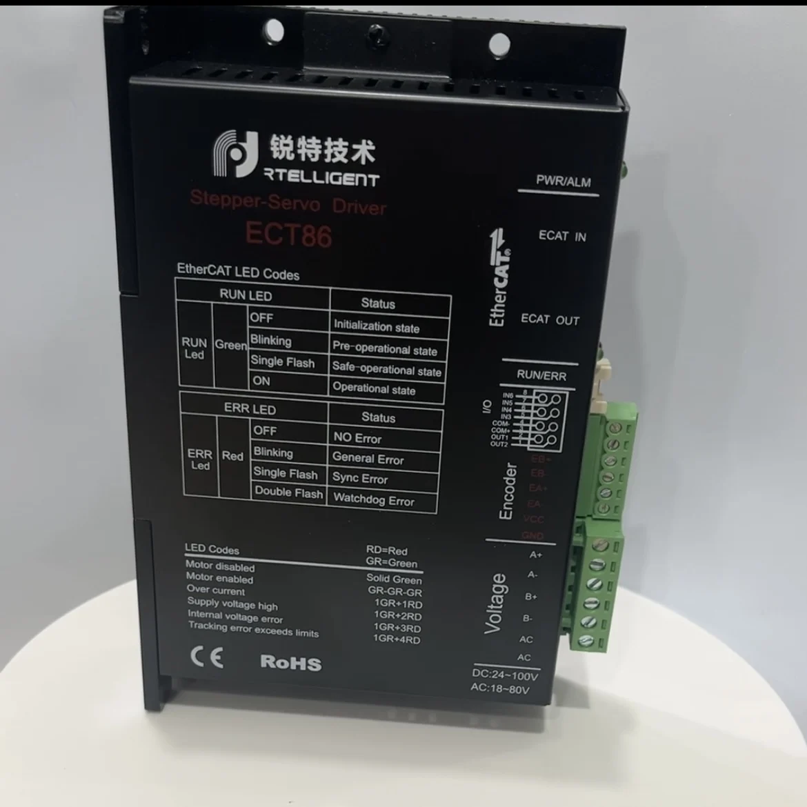 ECT86 EtherCAT 스텝퍼 드라이버 Nema 34 폐쇄 루프 24-100VDC 18-80VAC, 2/3 상 지지대 PP PV CSP CSV HM 모드용