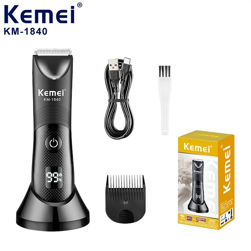 KEMEI Hair Clippers for Men Professional Waterproof Electric Rechargeable Barber Clippers with LCD Display