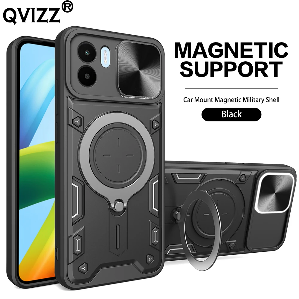 

Slide Camera Case for Xiaomi Redmi A2 Luxury Car Mount Magnetic Holder Soft Edges Armor Shockproof Phone Cover for XiaomiRedmiA2