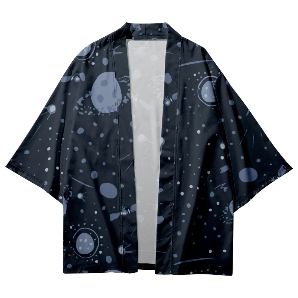 

Summer Men and Women Japanese Kimono Moon Star Space Print Casual Loose Thin Coat Asian Kimono Cardigan Beach Shirt Bathrobes