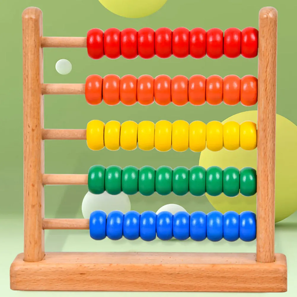 2Pcs 너도밤나무 5열 주판,  수학 학습용 어린이 계산 보조기구, 인지 발달 도구, 나무 재질