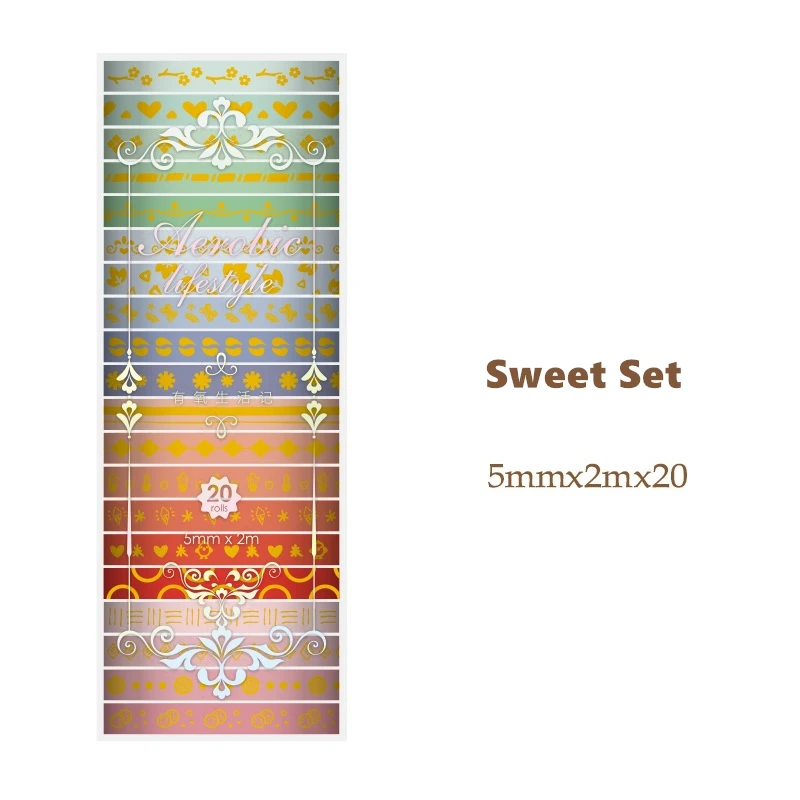 24pcs Mini gold color washi tape set 3mm decoration star bowknot love slim  masking tapes stickers