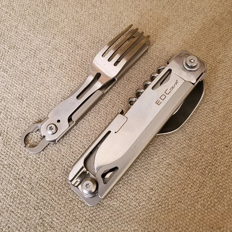 Camping Cutlery Outdoor Stainless Steel Multifunctional Folding Knife Fork and Spoon