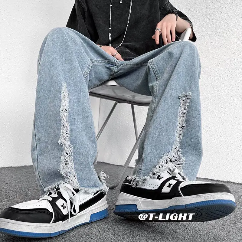 

Casual Pants Men's Fashion Loose Straight Wide Leg Pants Men Streetwear Hip-hop Pocket Cargo Pants Mens Trousers