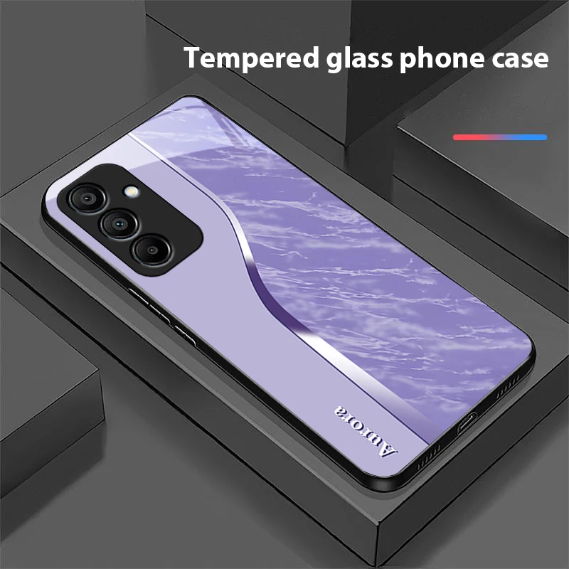 Water Pattern Purple Black Tempered Glass Phone Case