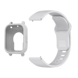 Silicone Band with Soft Case Protector for Smartwatch - 22mm Strap Accessory (Grey and case)