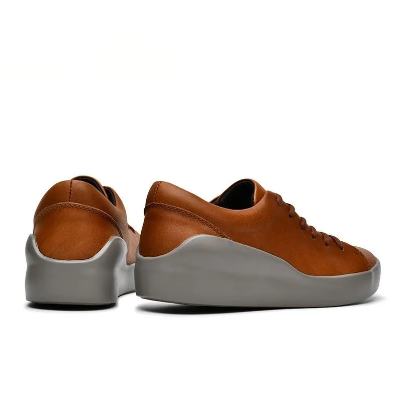 Men's Cowhide Board Shoes Casual Lace Up Comfort Business Shoes Wear-Resistant Sports Anti Slip Walking Men leather shoes anti slip shoes