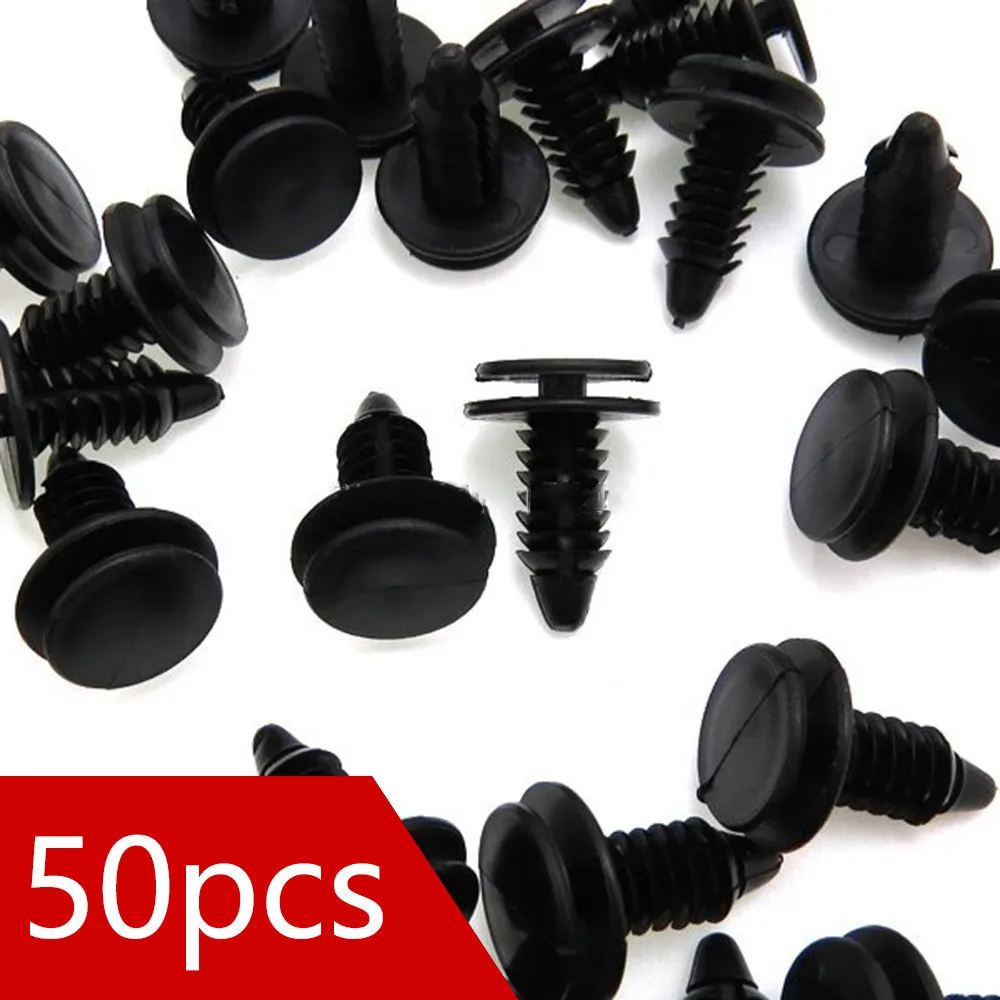 

6505878-AA Clips Trim Interior N805155-S Nylon Panel Push Pin Replaces 17124 50 Pcs Rivet 8mm Black Door Fastener