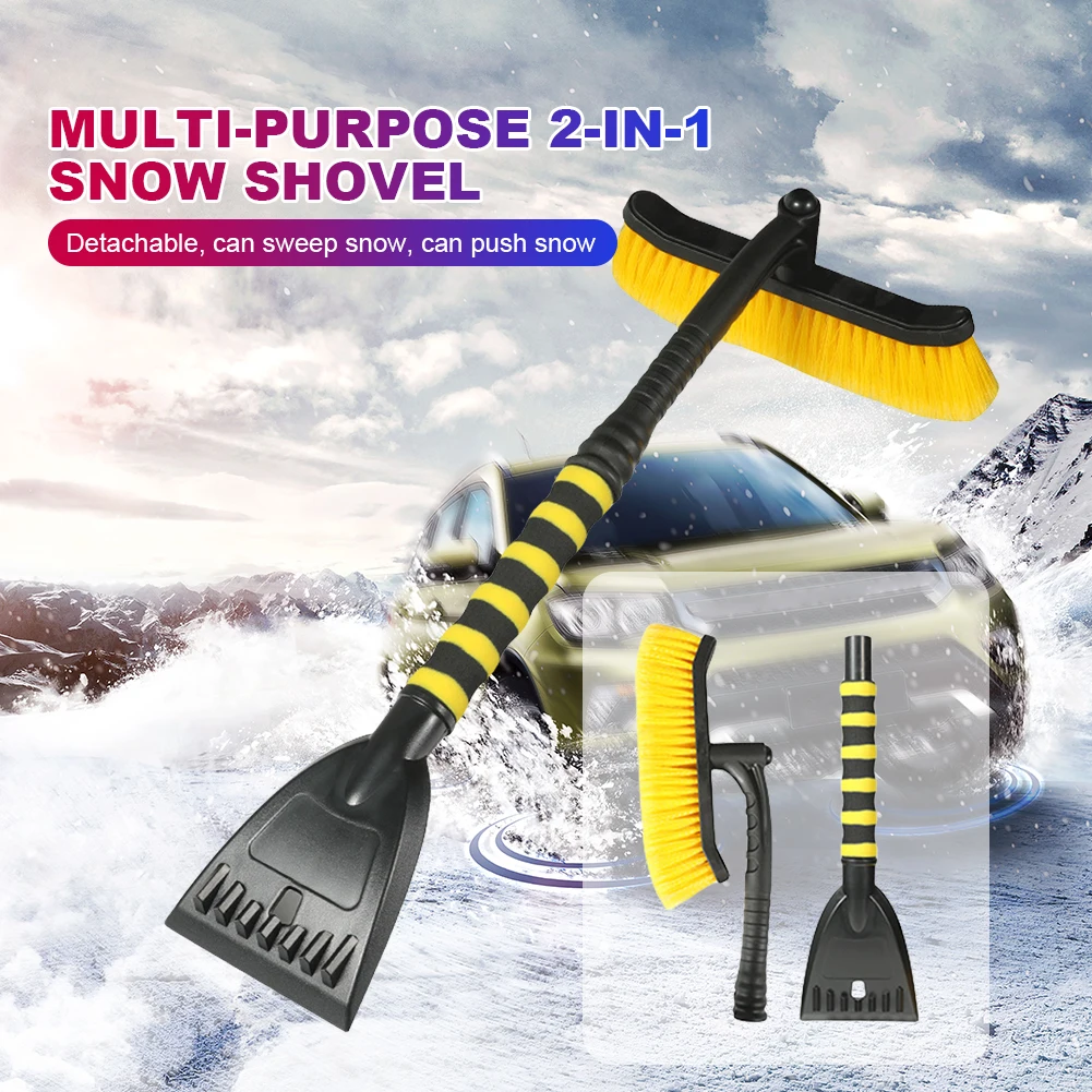 Winter Car Snow Sweeping Shovel with Detachable EVA Foam Handle Auto  Cleaning Brush for De-icing Snow Shoveling Frost Scraping - AliExpress