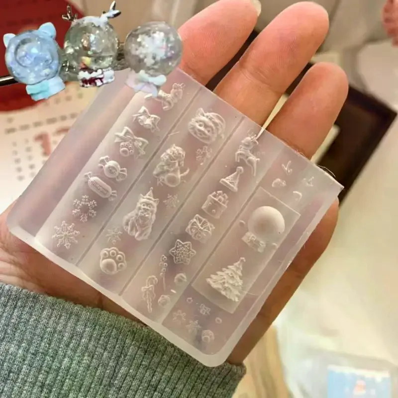 1PC 3D 바로크 천사 나비 크리스마스 트리 눈사람 네일 몰드 DIY 네일 아트 장식 실리콘 조각 몰드 매니큐어 템플릿