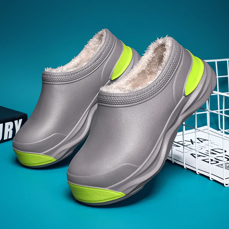 2024 NEW Winter Mens Casual Cotton Shoes Waterproof Warm EVA Slip On Shoes Anti-skid Wear-resistant Outdoor Garden Shoes for Men 2