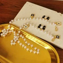 Black White  Bow Pearl Glasses Chains Sunglasses Accessory for Women  Lanyards Accessories 2