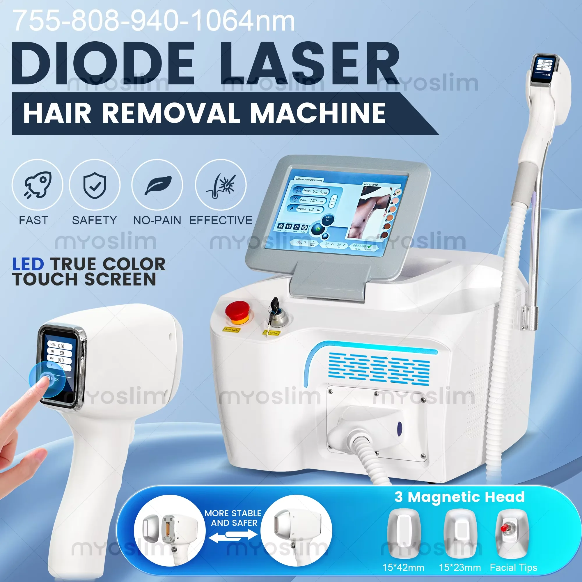5000W Diode hair removal machine Epilator 4 Wavelengths for Coarse Hair Painless Permanent Hair Removal Machine for Body 6
