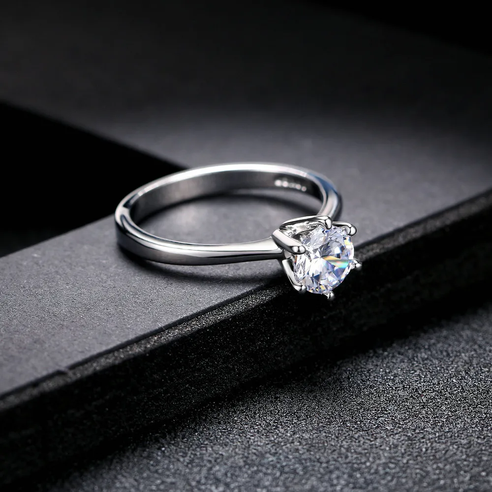 Wedding Engagement Rings For Women Female Jewellry Silver Color Ring 6 Clows Zirconia Ring With Stone Jewelry Wholesale R013 4