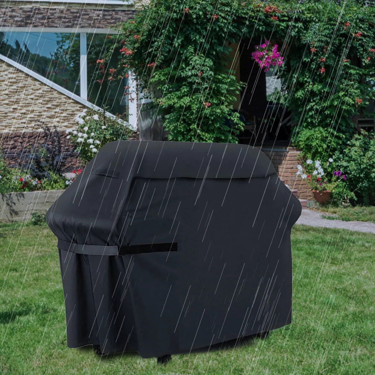 BBQ Grill Cover Oxford Fabric Durable Barbecue Cover Magic Sticks Heavy Duty Waterproof Dust-proof Grill 145x61x117CM