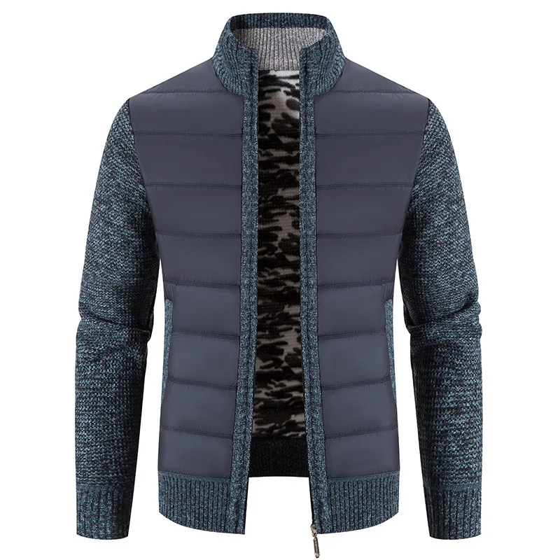Winter Thick Fleece Cardigan Men Warm Sweatercoat Fashion Patchwork Mens Knittde Sweater Jackets Casual Knitwear Outerwear Men