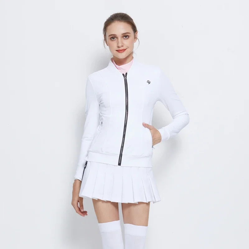 SG Golf Women's Trench Coat Autumn and Winter Elastic Warm Jacket Golf Clothing Zipper Slim-fit Sports Casual Tennis Tops Ladies
