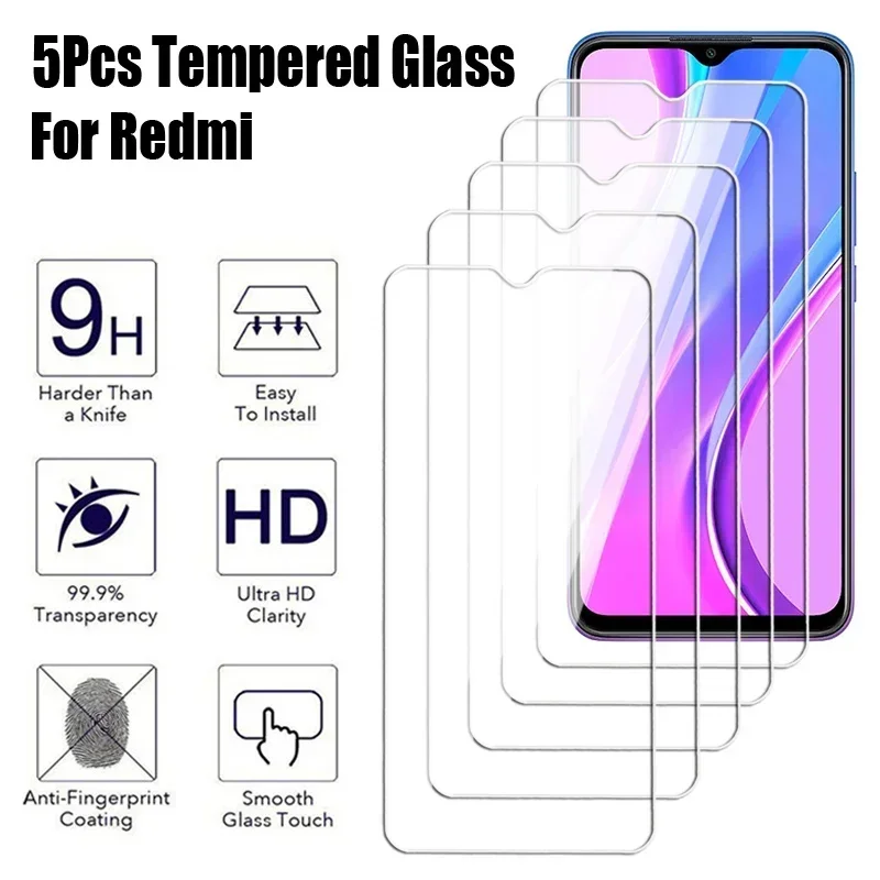 

Защитное стекло, закаленное стекло для Xiaomi Redmi 8A 9A 9C 9T 10A 10C Redmi Note 8 9 10 Pro Max 8T 9T 9S 10T, 5 шт.