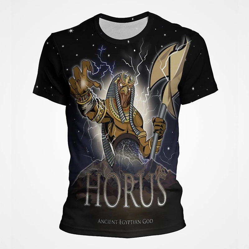 

2023 Summer Retro Style T Shirt For Men Fashion Egyptian Pharaoh 3D Print Men's And Women's Fashion Casual Short Sleeve Tops