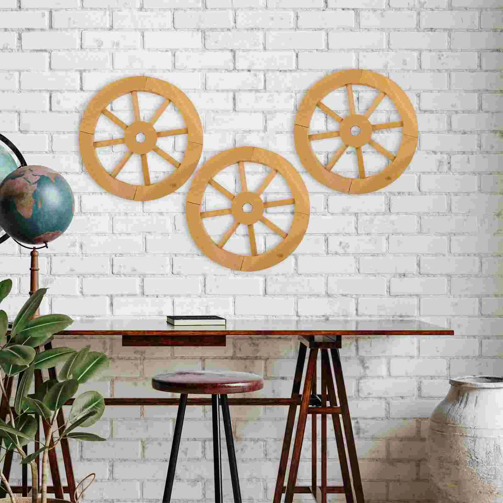 

Retro Wooden Wheel Carriage Trolley Handmade Solid Ornament Decoration Interior Indoor