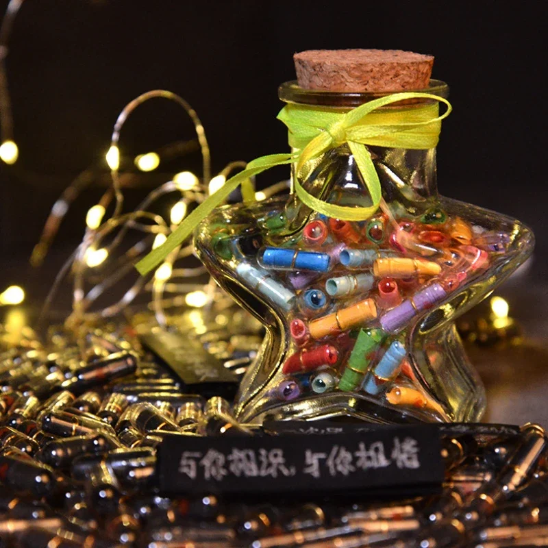 100Pcs Mini Message Capsules Blank Notes Pill With Roll Paper Wish Bottle Transparent Capsules Wedding Party Valentine's Gift