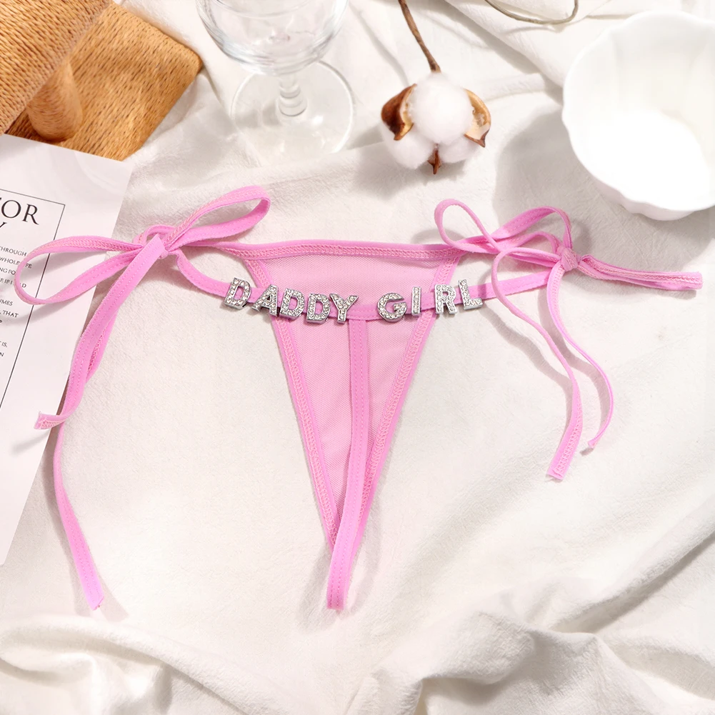 Custom Letter Waist Chain G-String Thong Panties, Personalized