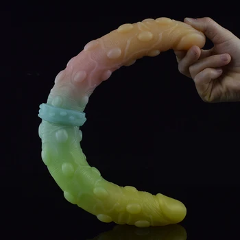 LUUK 16.5 inch Long Double Head Dildo Colorful Lesbian Silicone Anal Plug Sex Toys For Women Vagin G-Spot Stimulate Massage 4