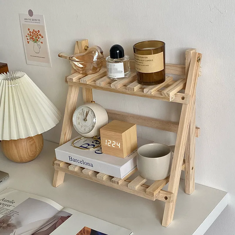 

Space Saving Wooden Double Layer Kitchen Shelf Home Storage Organization Table Shelf Room Accessories Bathroom Spice Rack Holder