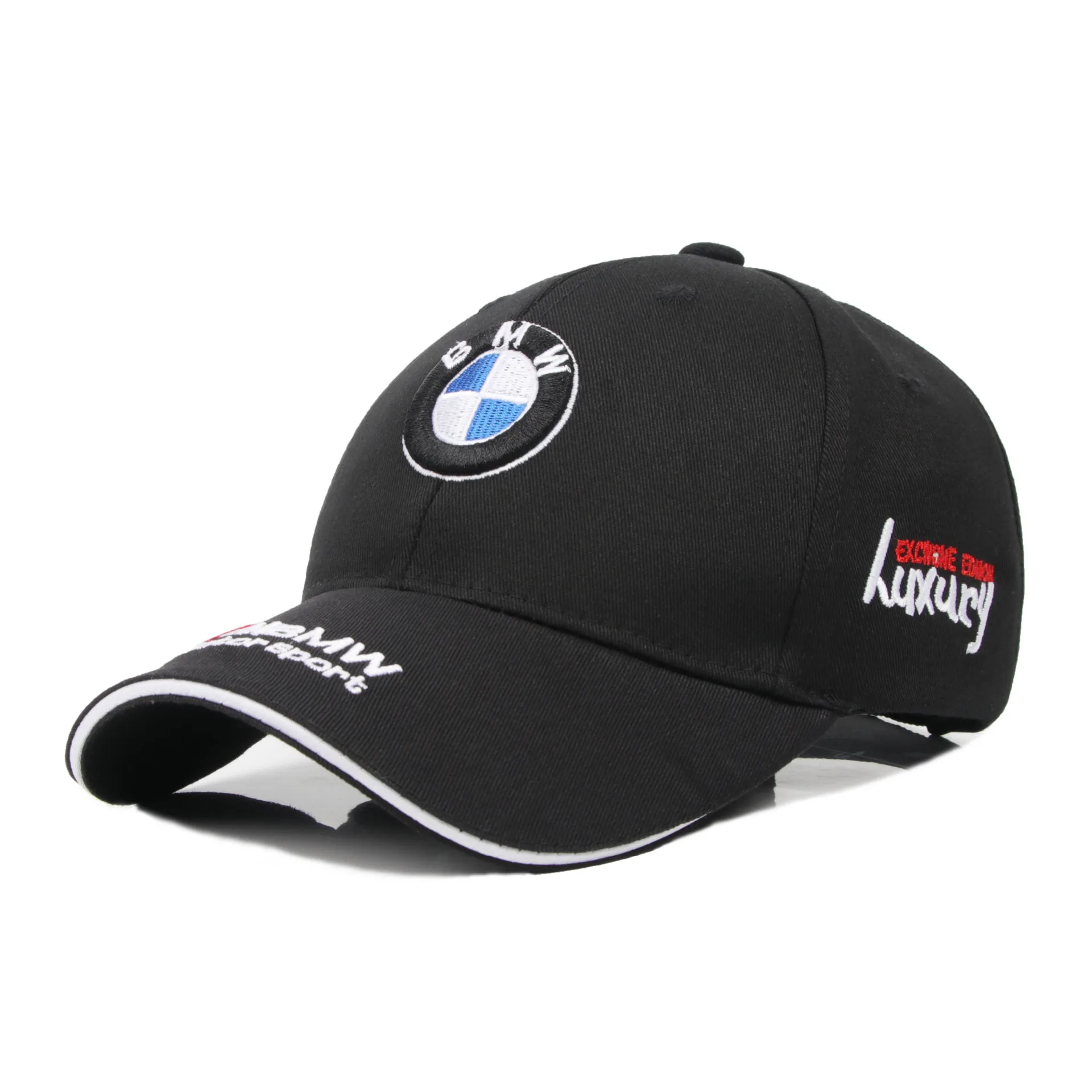 BMW 모터스포츠 로고 자수 엠블럼 야구 모자 야외 스포츠 여름 태양 모자 조정 가능한 캐주얼 선스크린 모자 액세서리