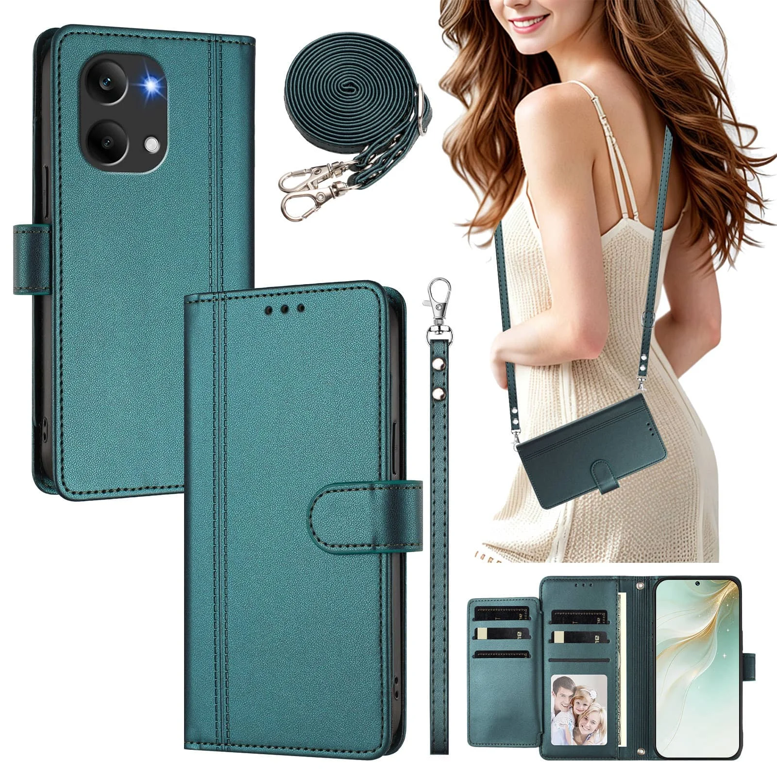 Slim Flip Wallet Case with Magnetic Clasp and Kickstand Feature