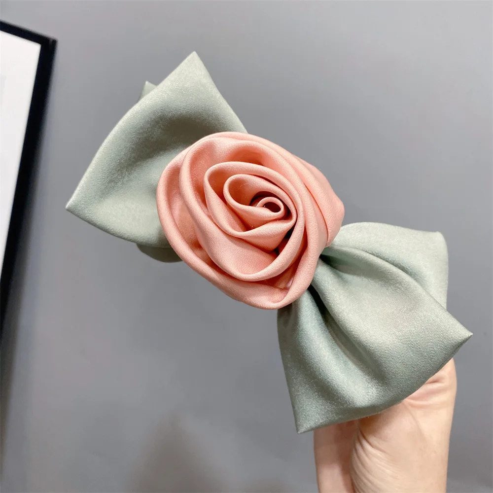 Fashion Large Colored Rose Hairpin Fabric Bow Knot Spring Butterfly Hair Clip Sweet Girl Women Korean Hair Accessories Headwear fashion large colored rose hairpin fabric bow knot spring butterfly hair clip sweet girl women korean hair accessories headwear