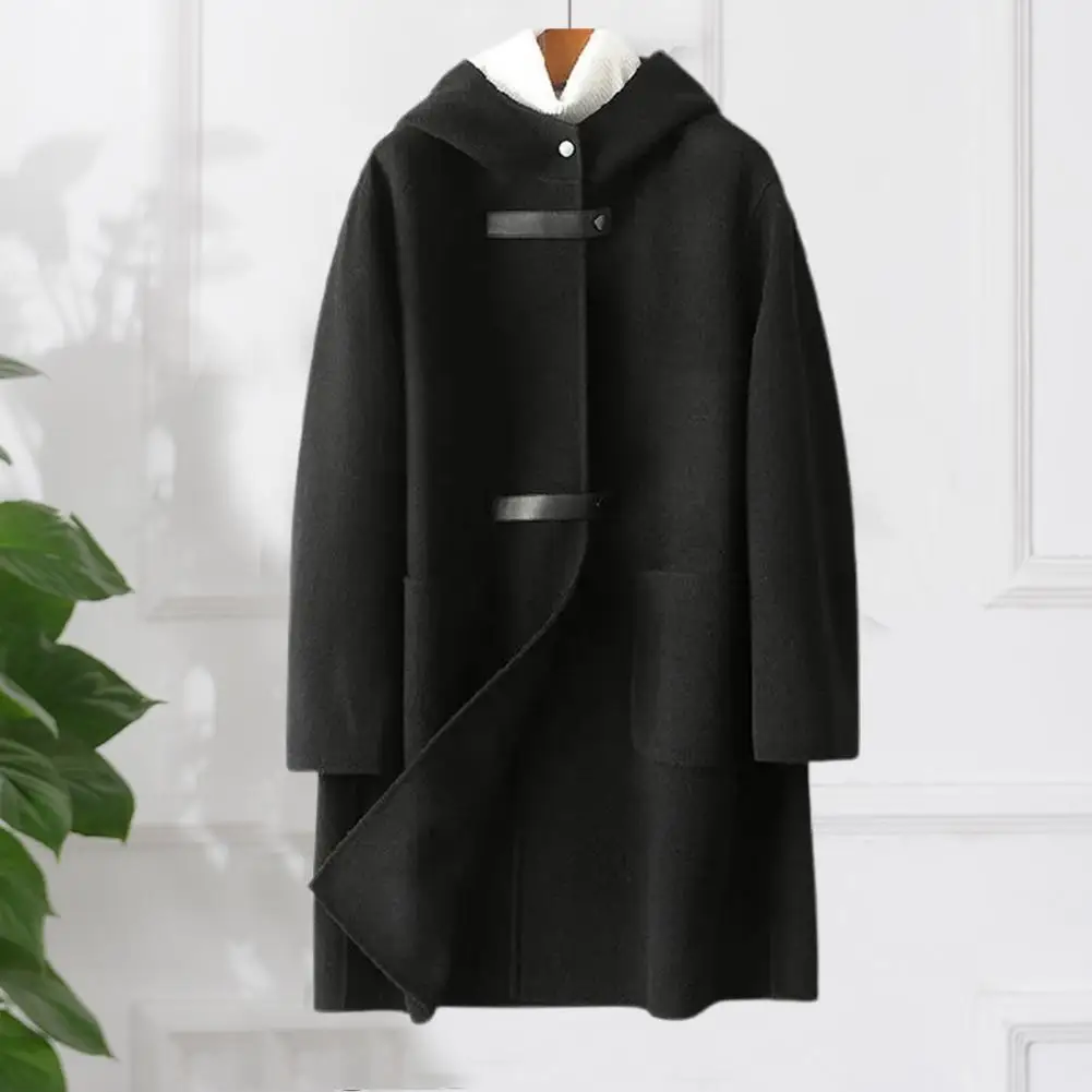 

Winter Overcoat Single Side Cashmere Wool Women Winter Coat Single-breasted Casual Mid Length Lady Overcoat Keep Warm