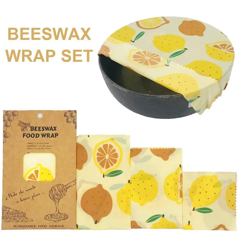 Bees Wax Wraps Reusable Food Wraps Kit For Packing 3Pcs Zero Waste