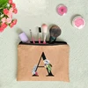 Floral Letter Print Women Linen Zipper Pouch Travel Organizer Case Mujer Bolsas Cosmetic Bag Makeup Bag  Bridesmaid Makeup Bags 5
