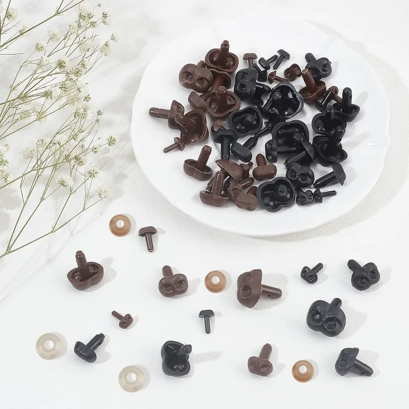 72pcs Doll Noses Plastic Crafts Nose with Washers Assorted Sizes Animal Bear Noses for Plush Stuffed Animals Crochet Puppet Dog
