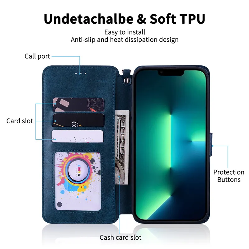 A22 5G Case For Samsung Galaxy A22 Case A225F Leather Wallet Flip Case For Samsung A22 5G Case A226B Silicone Cover Coque Fundas 4