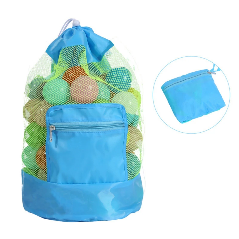

Beach Storage Pouch Tote Bag Kids Foldable Beach Mesh Bag Large Capacity Travel Toy Organizer Net Portable Storage Backpack