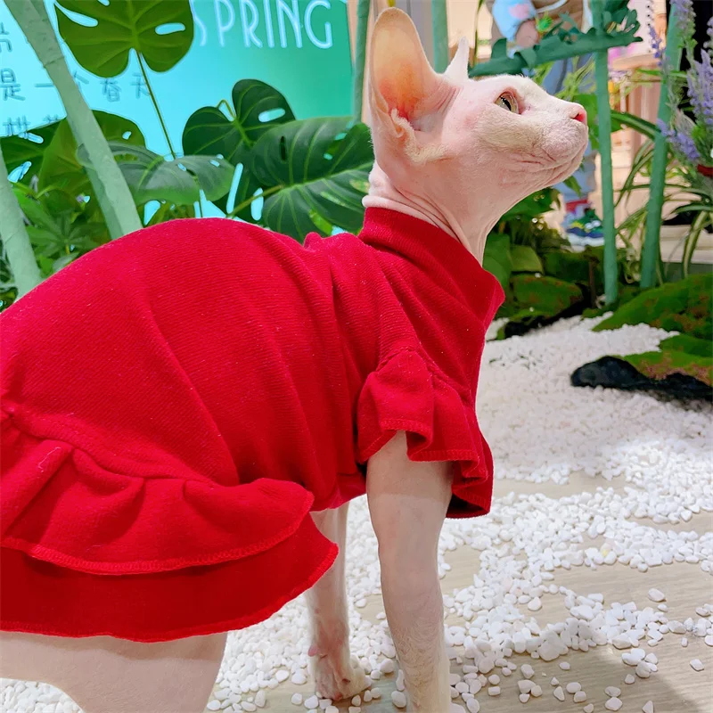 Luxury Sphynx Cat Clothes Summer Dog Fancy Dress For Hairless Cats