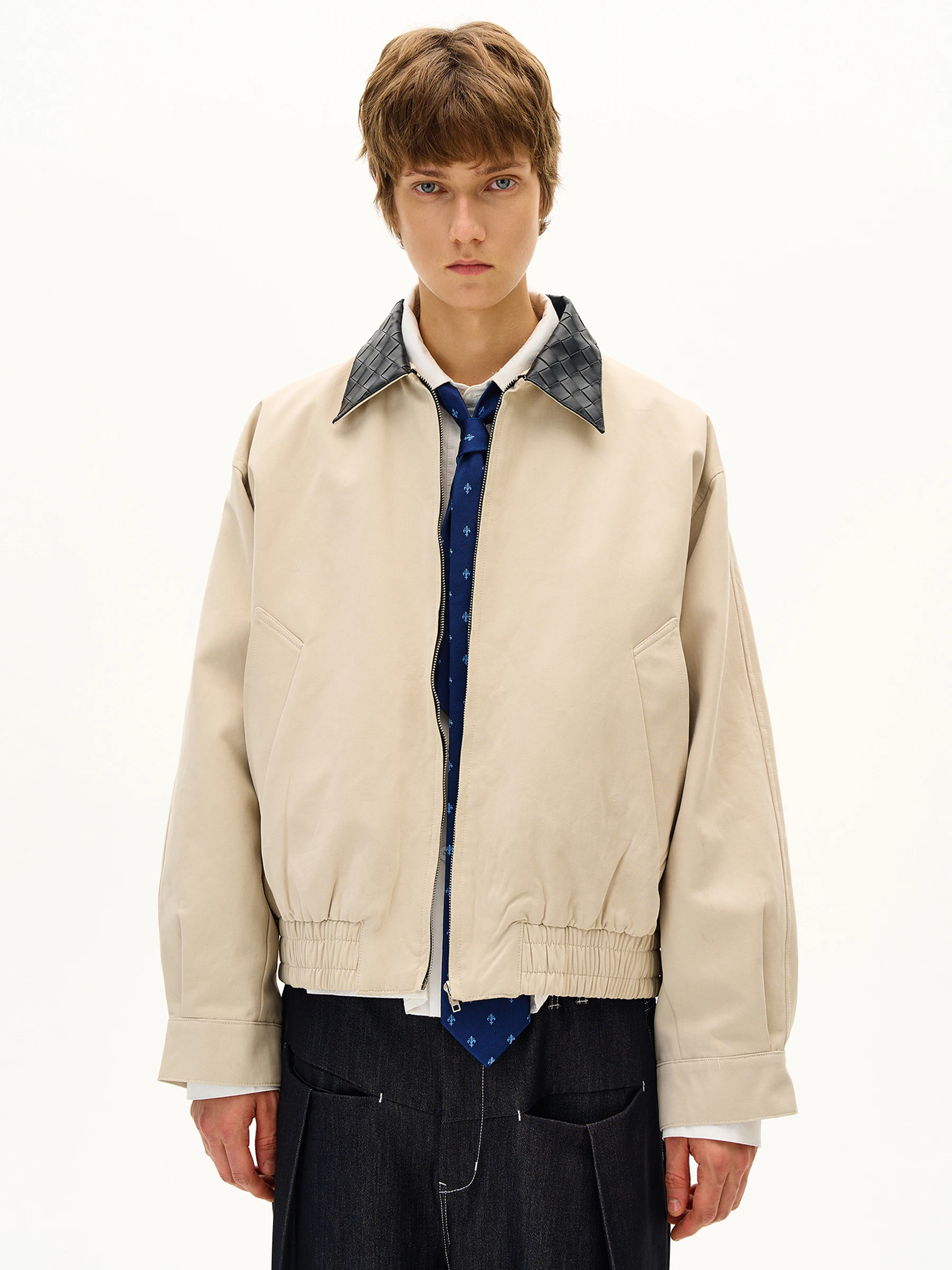 MADWITCH Barn Wind Rhombus Leather Collar Jaet ort Casual Sle Men's Loose Fit Design Cotton 00% American Sle