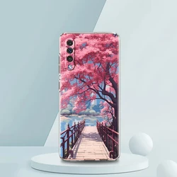 Cherry Blossom Transparent Pink Phone Case - Silicone Protective Shell - FOR Samsung A70 (B1)