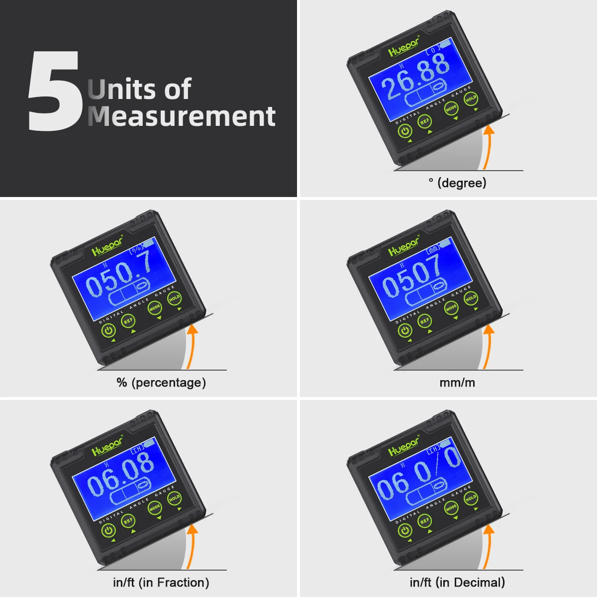 Level Gauge Laser Inclinometer Laser Angle Gauge Huepar AG03 Digital Angle Gauge Protractor Electronic Bubble Angle Finder Dual Axis Level Box LCD Inclinometer Bevel Gauge 0~360