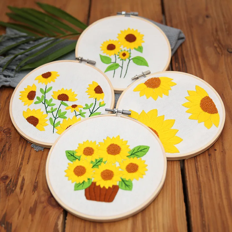 3 Sets 10/15cm DIY Easy Embroidery Kits for Beginners, Transparent  Flower/Animals Cross Stitch,Embroidered Clothes,Plastic Hoop - AliExpress