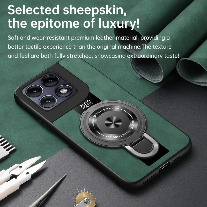 Luxury Magnetic Rotating Stand PU Leather Shockproof Phone Case