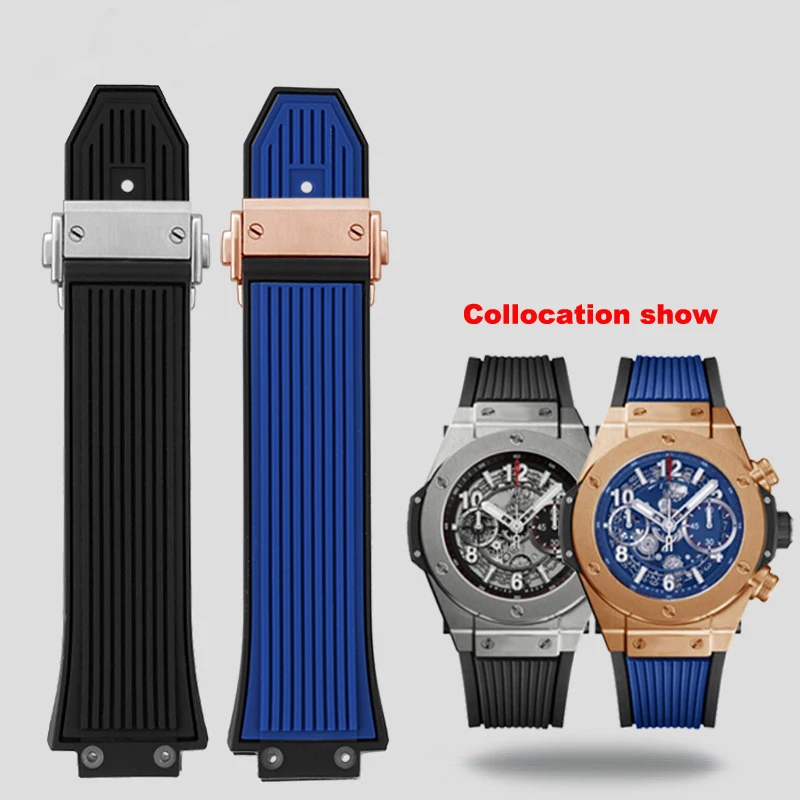 

Rubber watch strap for HUBLOT BIG BANG 441 Classic Fusion Belt Men Watchband 27*17mm Convex mouth Watch Band For men Send tool