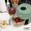 High-Power 1200W Air Fryer Glass Basket Digital Display 6 Presets Stainless Steel Sage 4Qt 175°F-400°F Timer Auto Shut-Off 4
